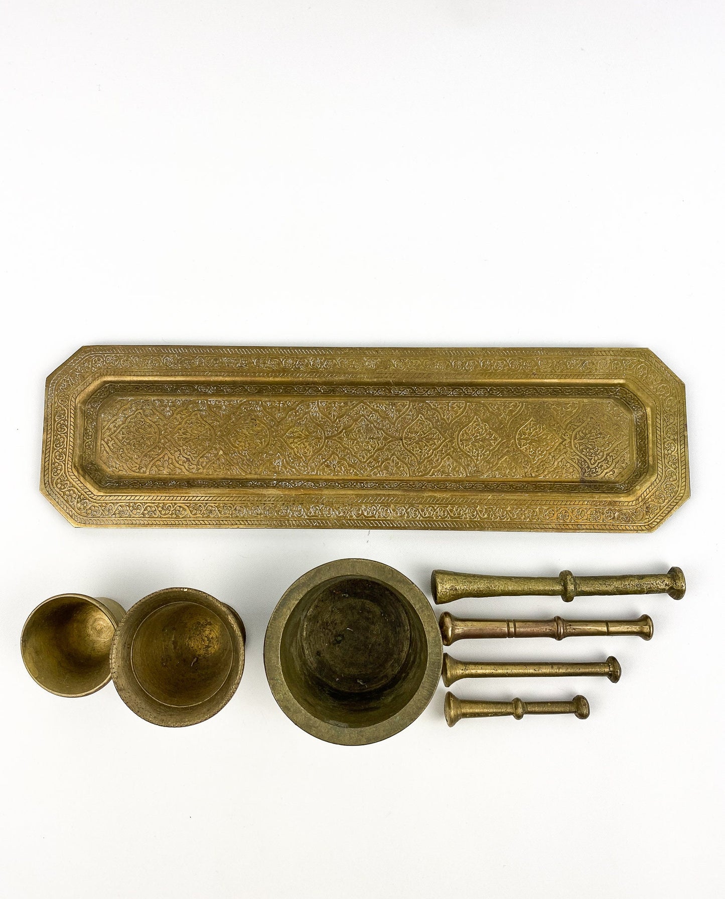Vintage Miniature Brass Pestle Mortar Set - Instant Collection