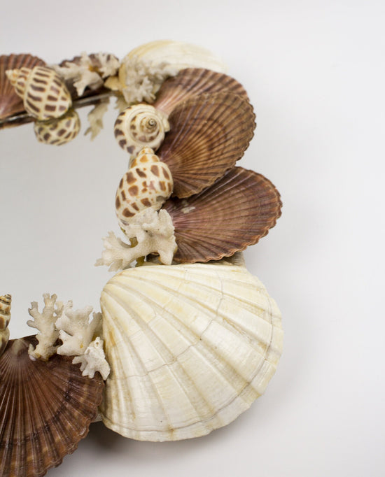 Load image into Gallery viewer, square grotto coastal seashell mirror
