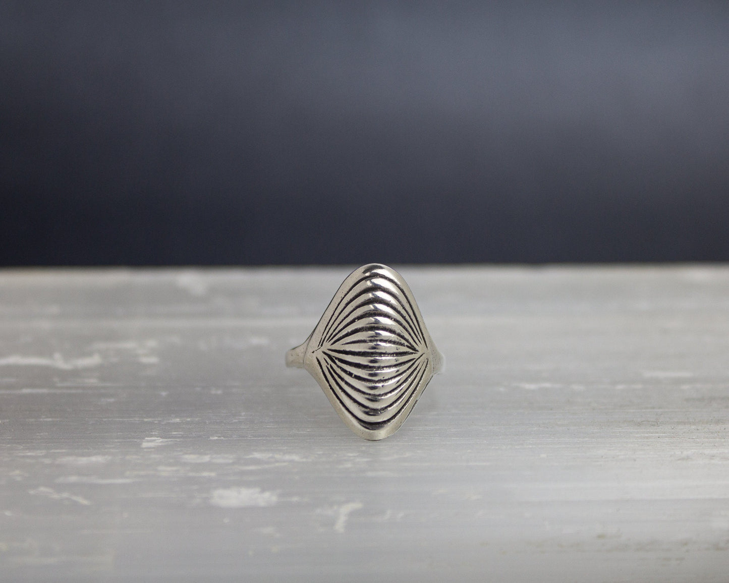 Load image into Gallery viewer, Vintage Evil Eye Op Art Silver Ring - Size 5
