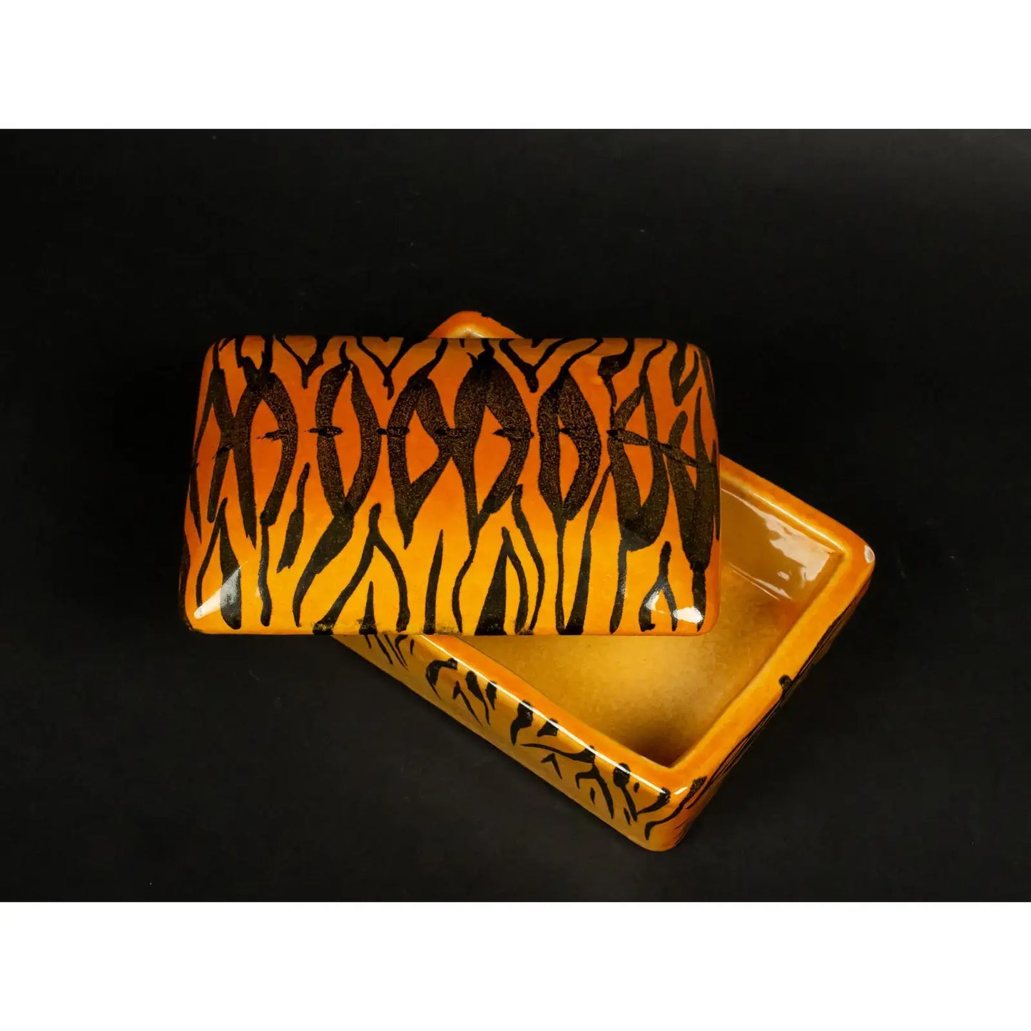 Load image into Gallery viewer, Vintage Hand-painted Tiger Print Box
