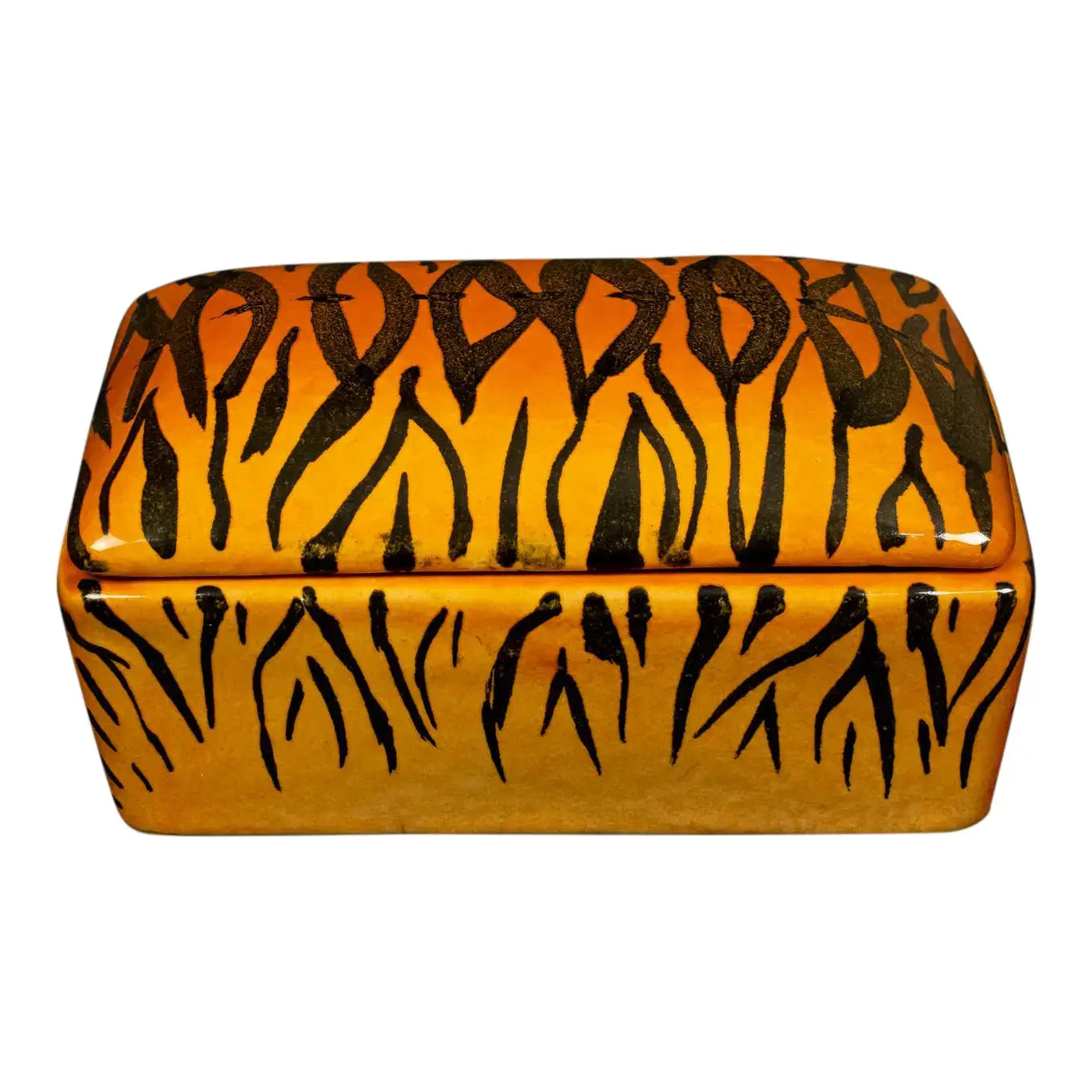 Load image into Gallery viewer, Vintage Hand-painted Tiger Print Box
