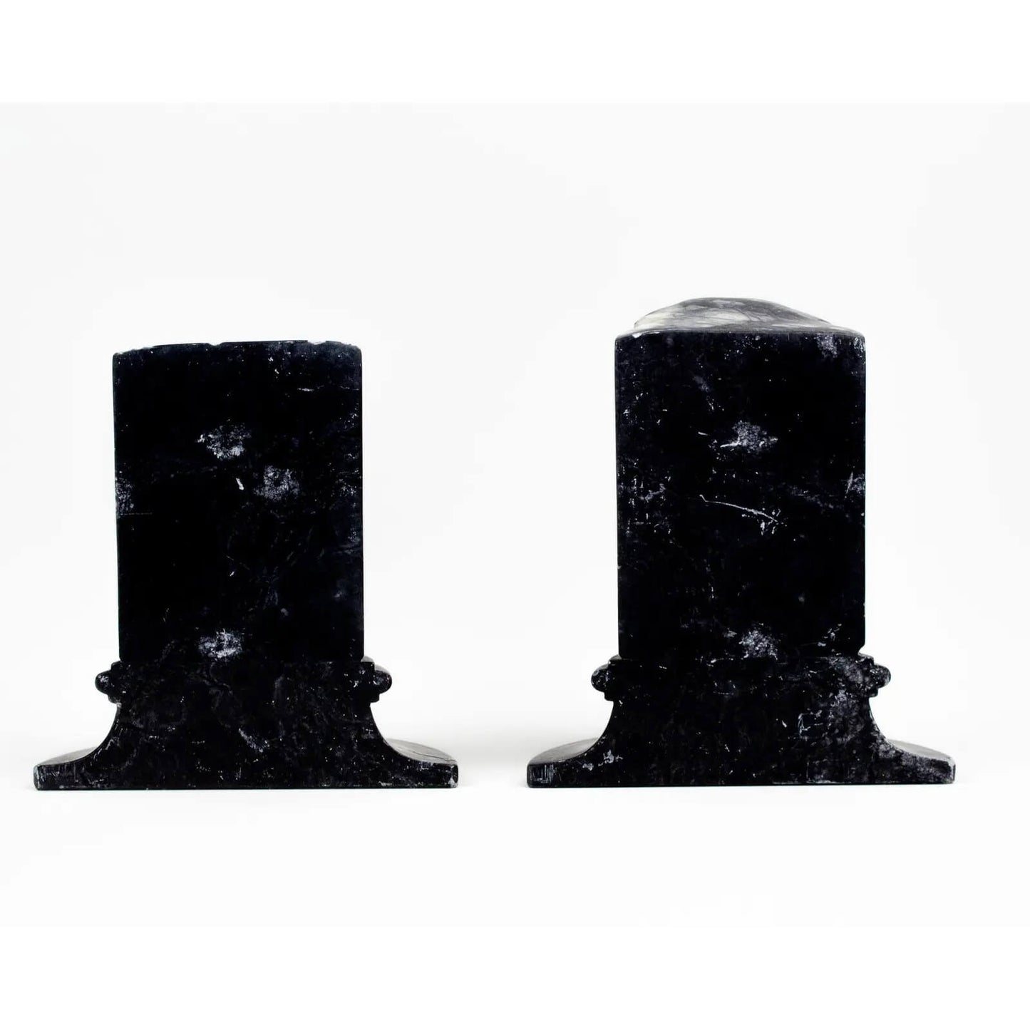 Black and White Italian Marble Column Bookends