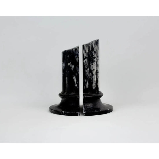 Load image into Gallery viewer, Black and White Italian Marble Column Bookends
