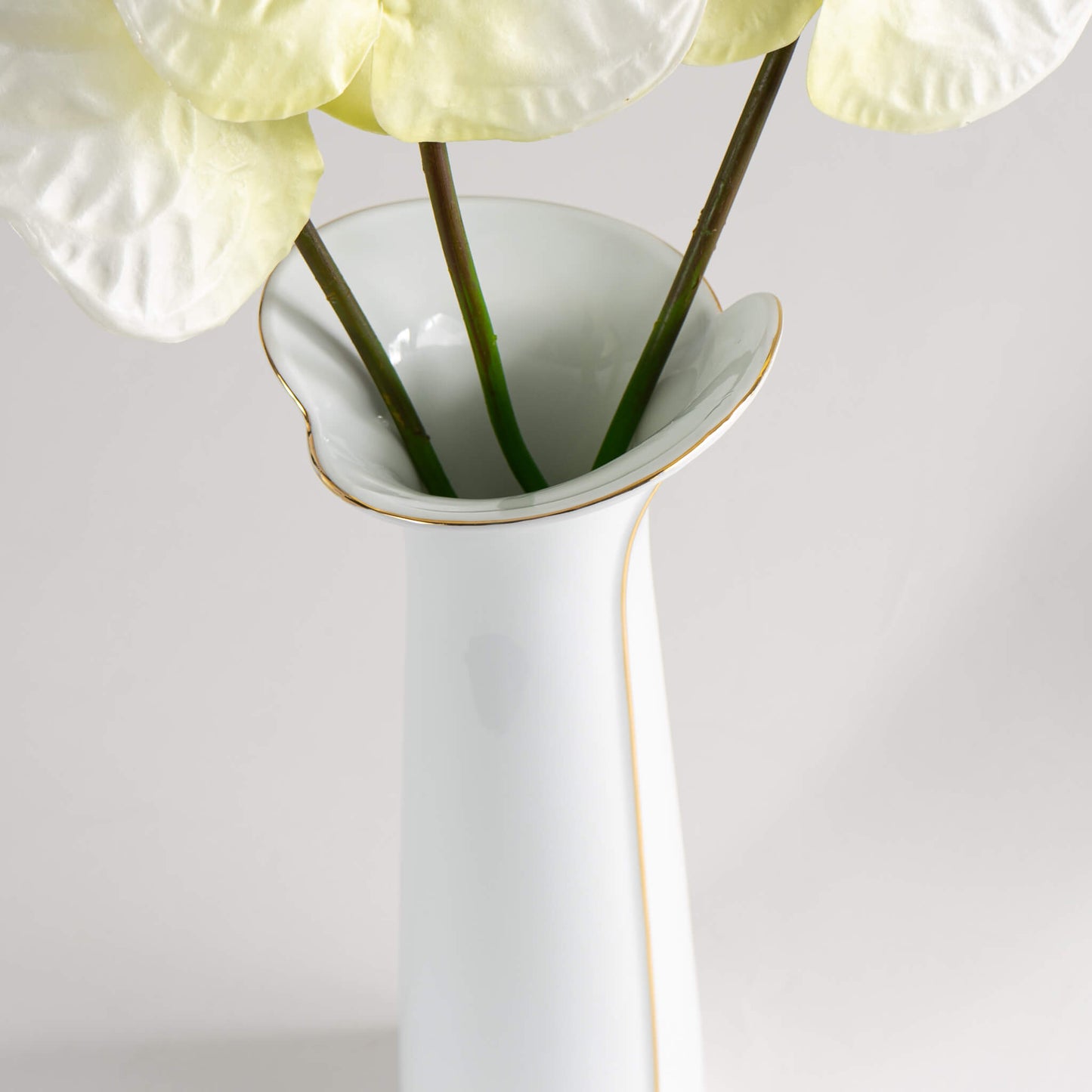 Vintage White and Gold Tall Vase
