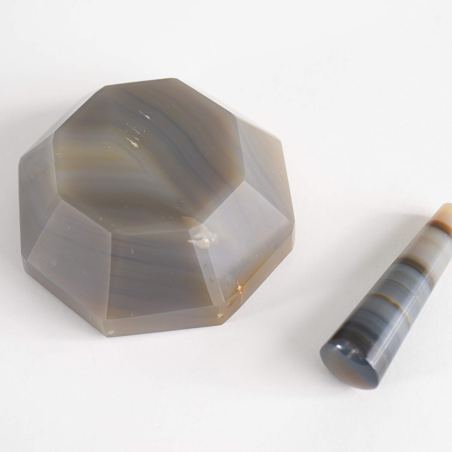Miniature Grey Agate Mortar and Pestle 