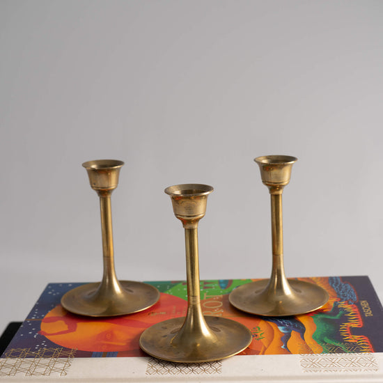 Load image into Gallery viewer, Vintage Brass Candlestick Holders - Set of 3
