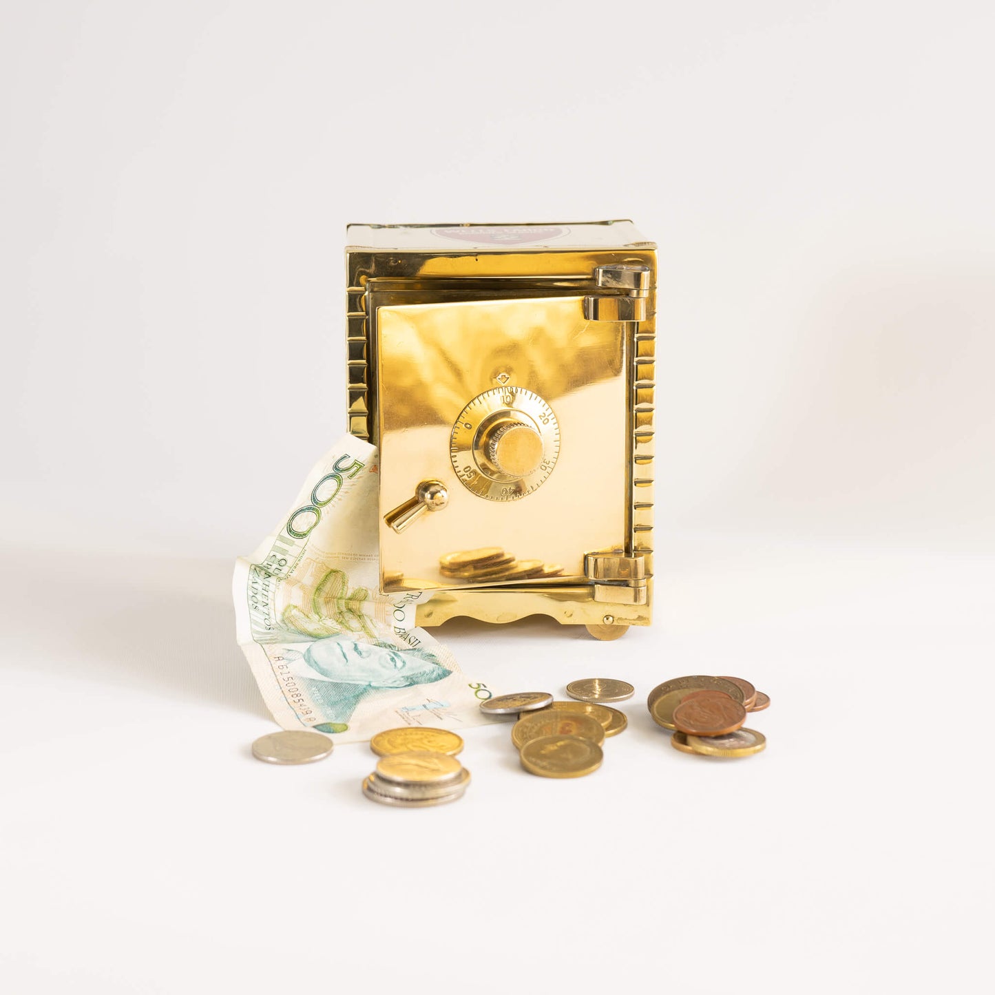 Load image into Gallery viewer, Vintage Brass Bank Safe Piggy Bank
