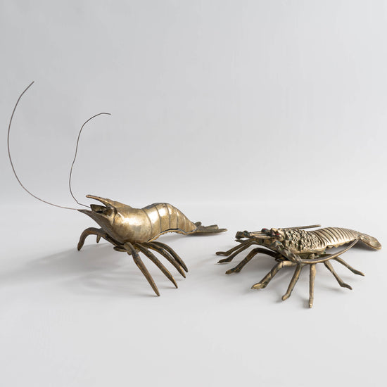 Mid Century Vintage Brass Sea Creatures Lobster/ Crawfish - Set of 2