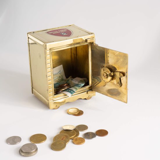 Vintage Brass Bank Safe Piggy Bank