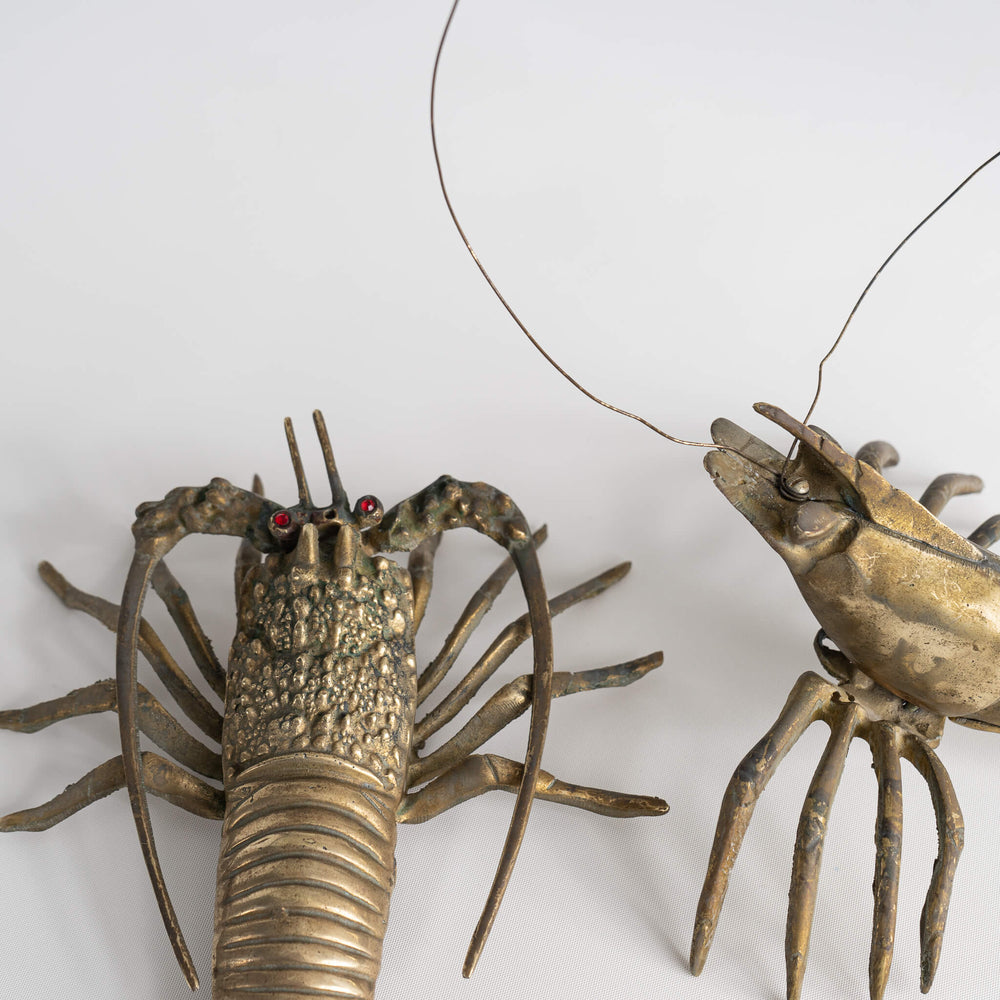 
                      
                        Mid Century Vintage Brass Sea Creatures Lobster Red Jewel Eyes 
                      
                    