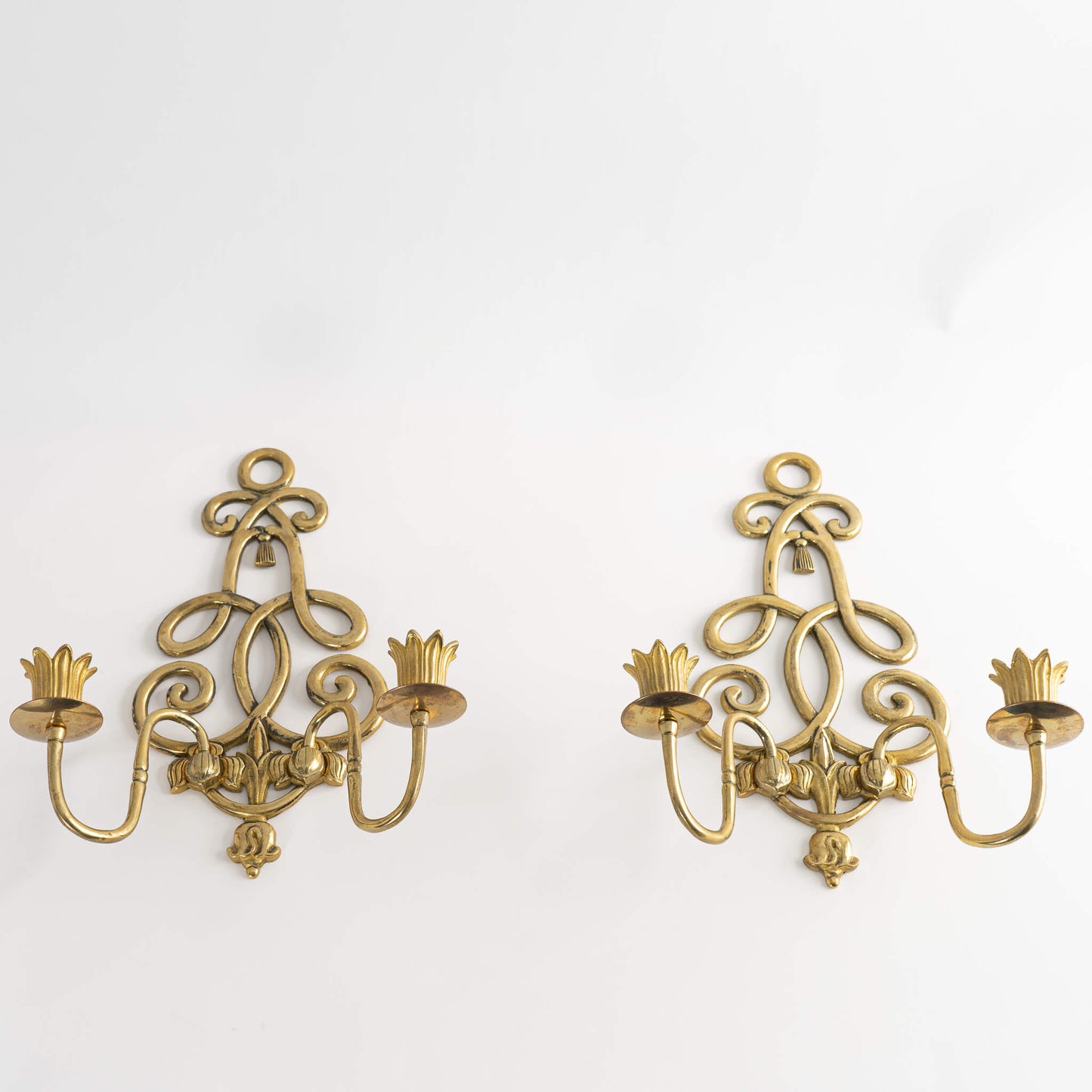 Vintage Brass Candle Holder Wall Sconce - A Pair