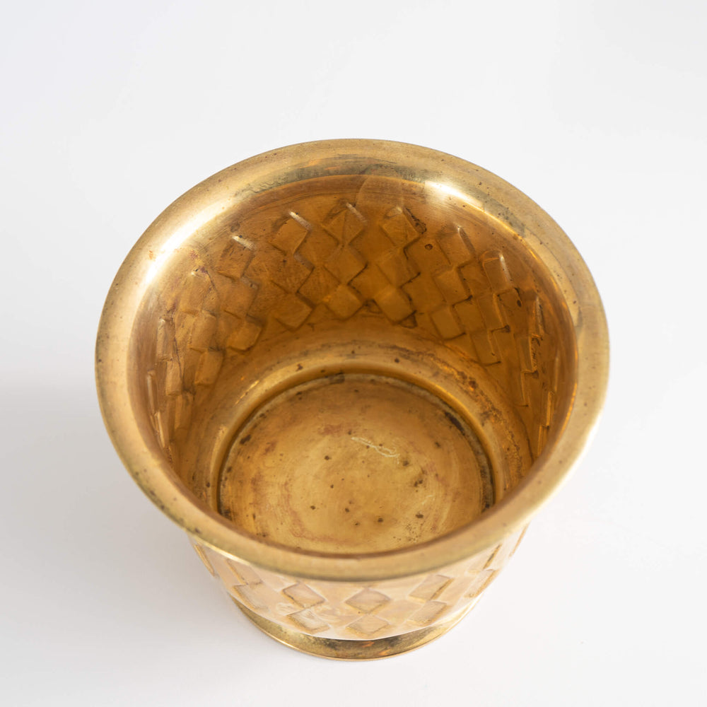 
                      
                        Vintage Brass Diamond Pattern Cache Pot Planter
                      
                    