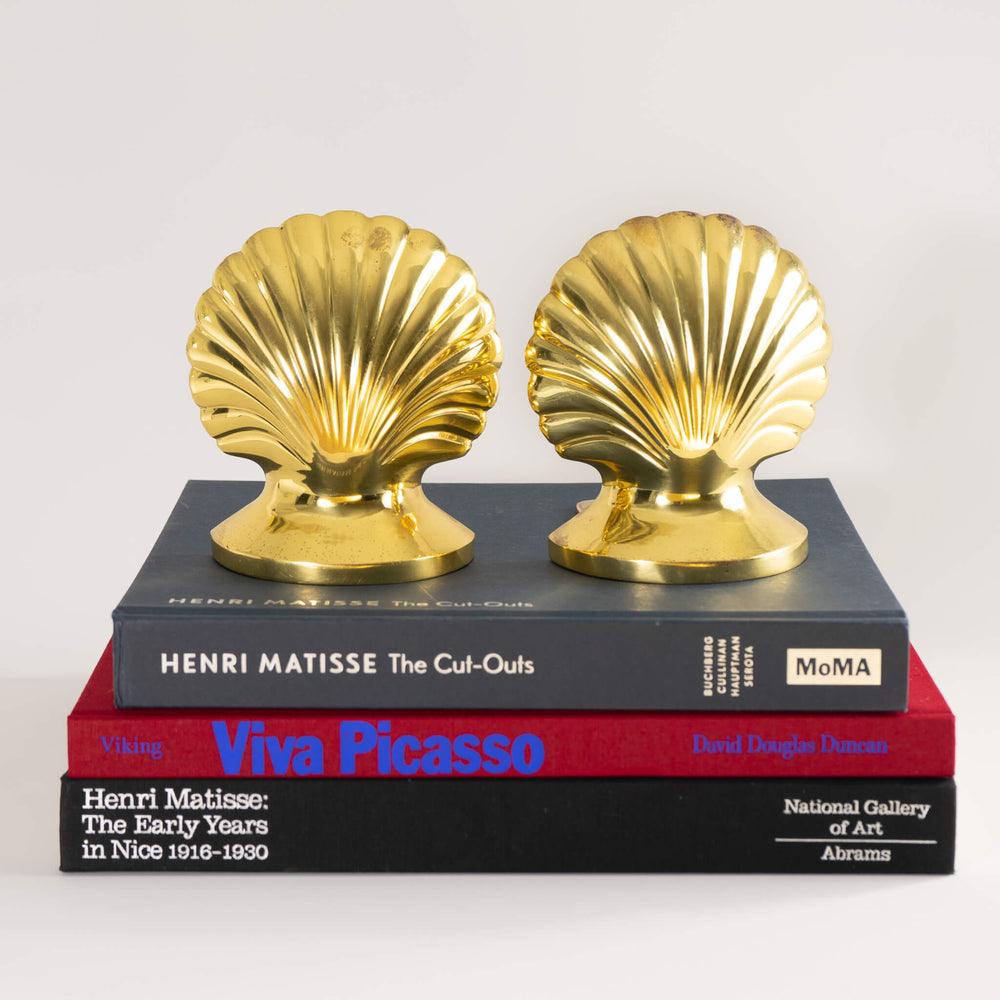 Vintage Brass Sea Shell Bookends