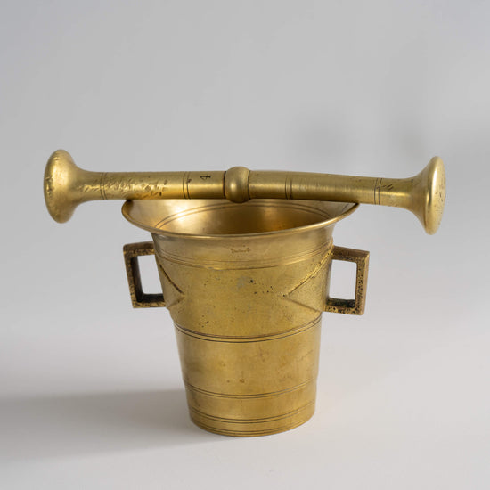 Antique Skultuna Brass Pestle Mortar 