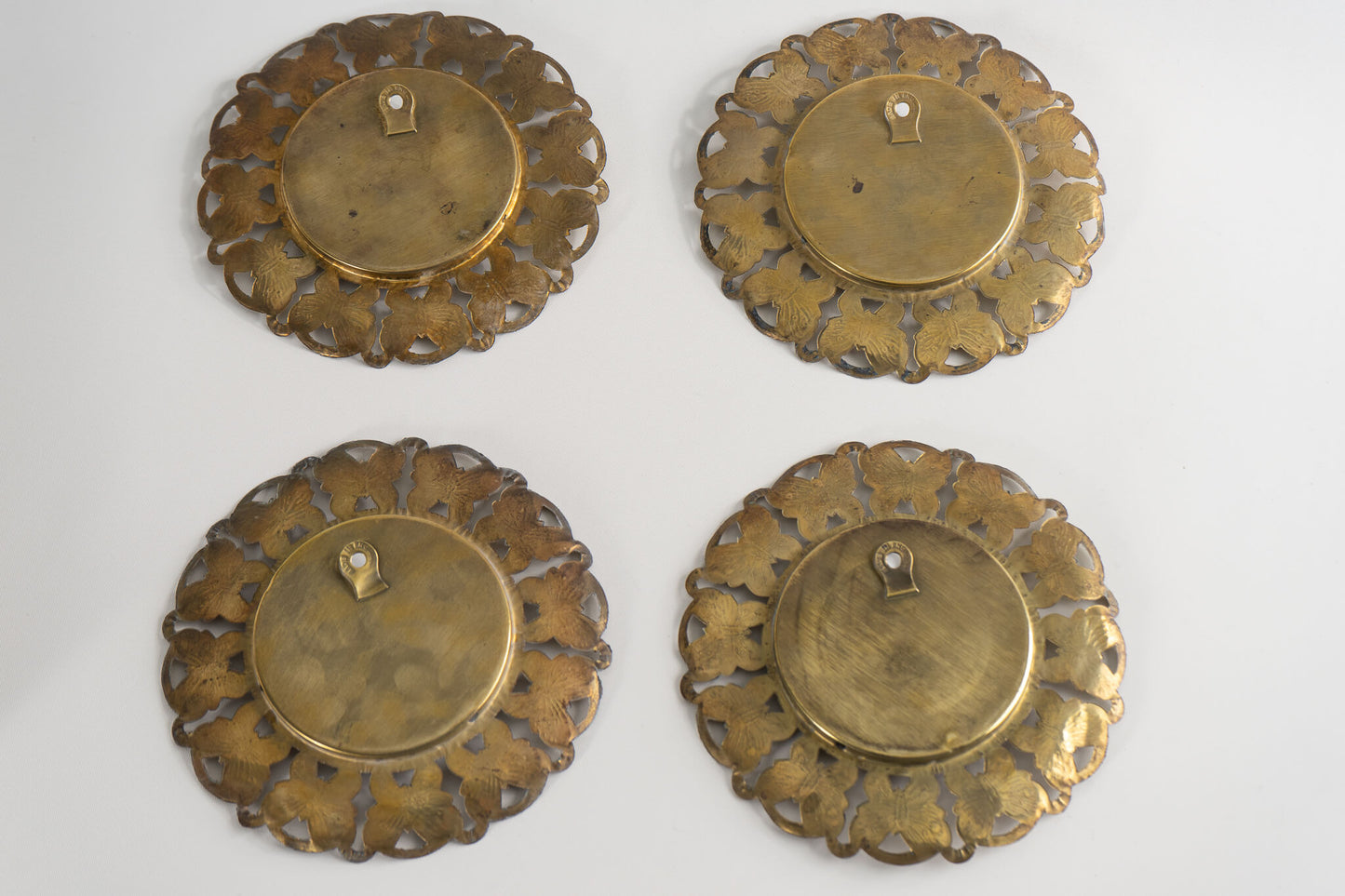 Vintage Round Brass Butterly Edge Frames 