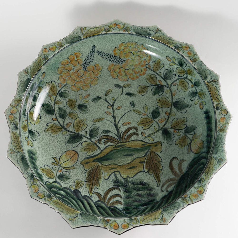 
                      
                        Large Maitland Smith Bowl - Green Chinoiserie Floral  
                      
                    