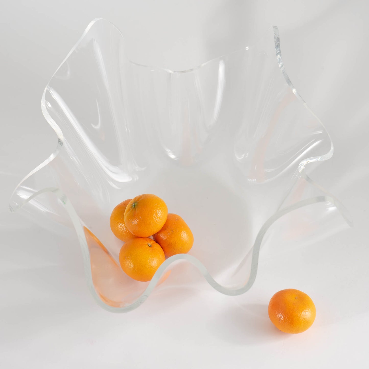 Vintage Draped Lucite Bowl - Sculptural Clear Lucite Centerpiece