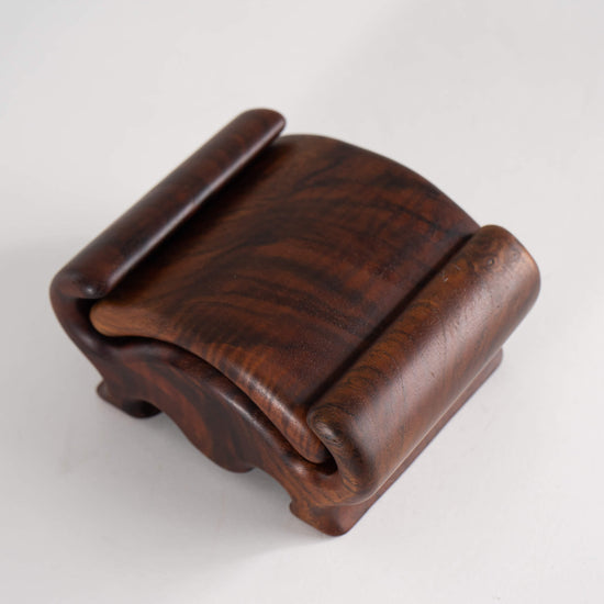 Vintage Carved Wood Sliding Jewelry Box