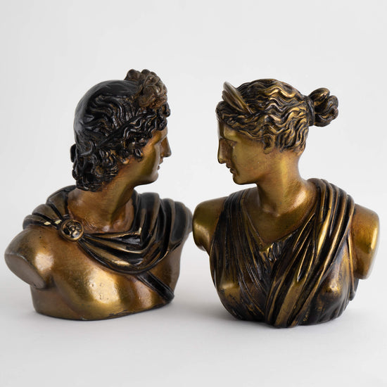 Vintage Grecian Apollo and Artemis Bronze Finish Bookends
