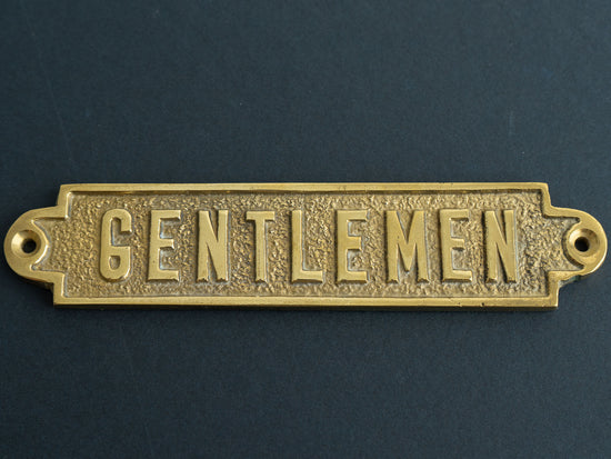 Load image into Gallery viewer, Vintage brass gentlemen bathroom sign 
