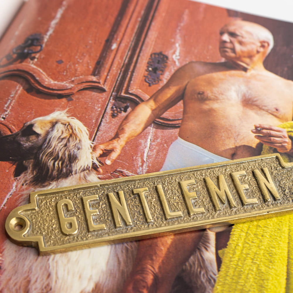 
                      
                        Vintage brass gentlemen hanging sign gift for boyfriend 
                      
                    