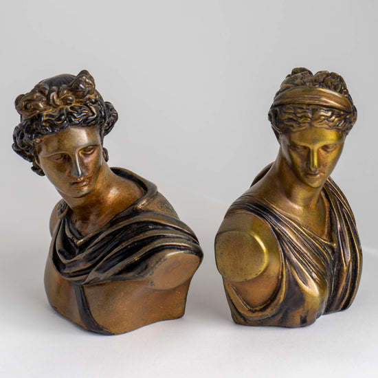 Vintage Grecian Apollo and Artemis Bronze Finish Bookends