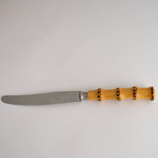 Load image into Gallery viewer, vintage bamboo stainless steel french service knives with acrylic lucite stand
