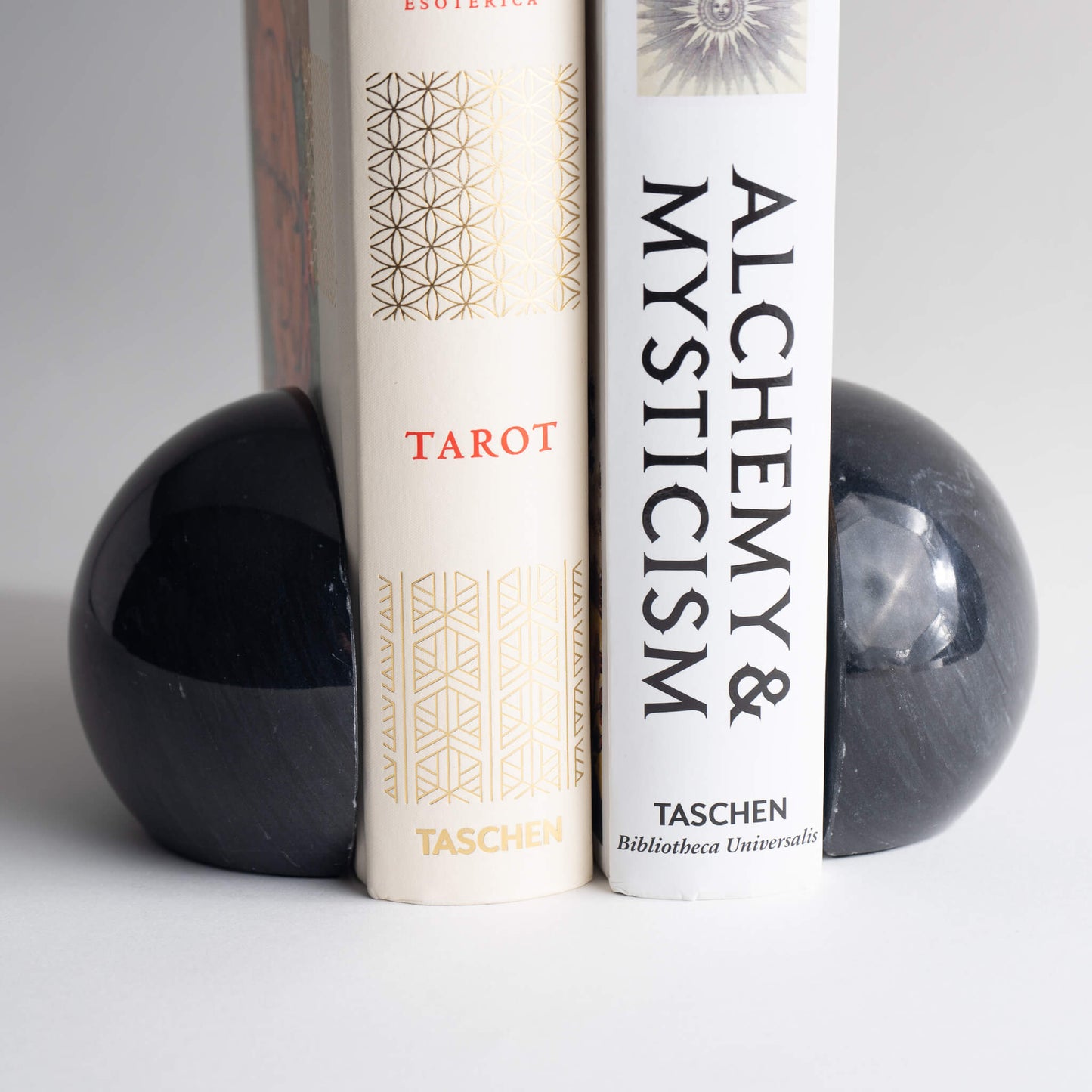 Vintage Black Marble Sphere Bookends