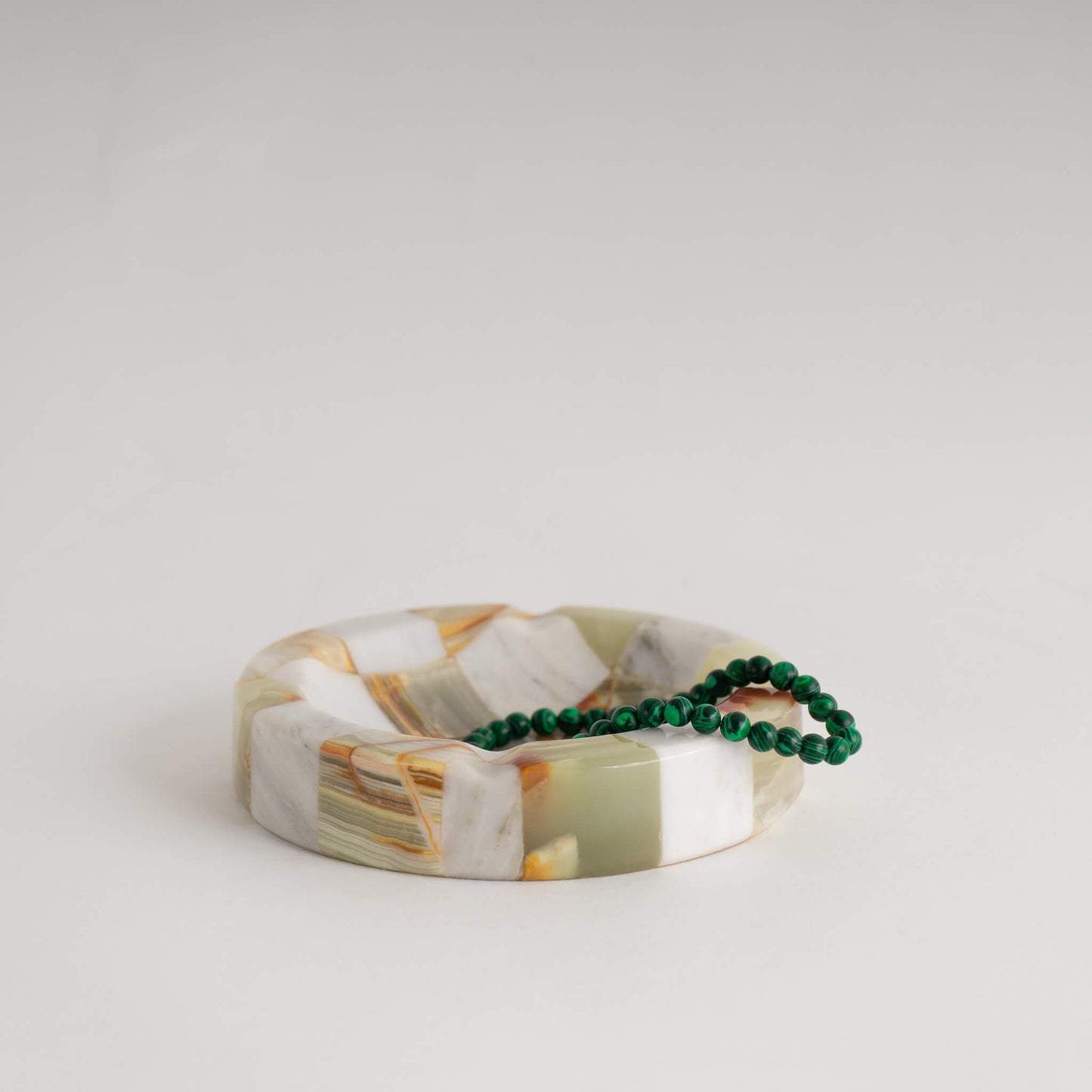 Vintage Green and White Onyx Checkered Catchall 