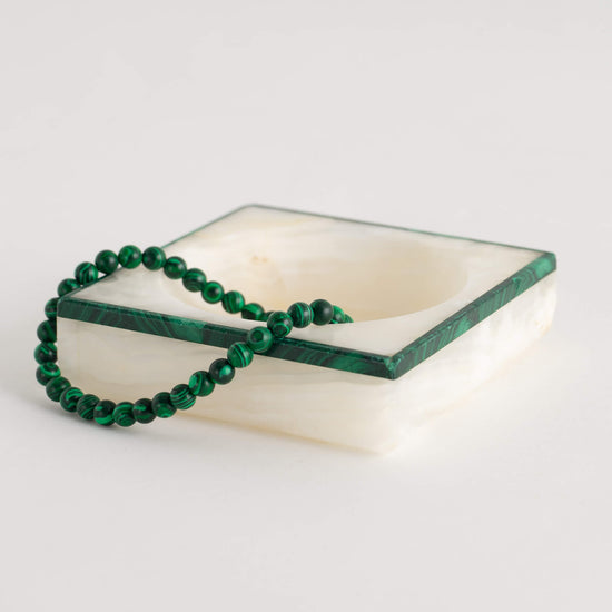 Load image into Gallery viewer, Vintage White Onyx and Malachite Catchall
