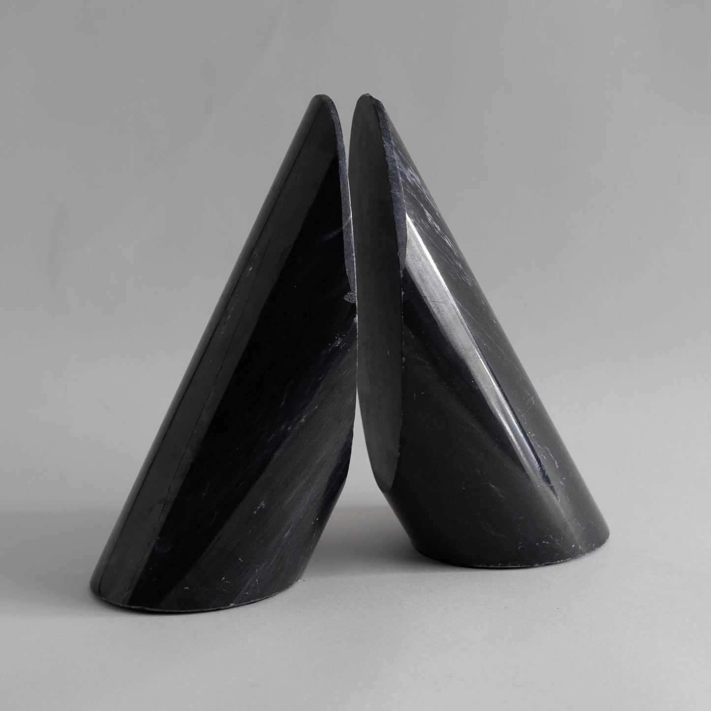 Vintage Black Marble Angular Bookends decor object