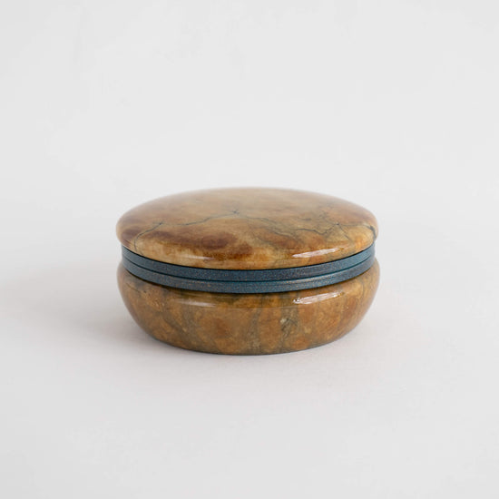 Load image into Gallery viewer, Vintage Round Italian Alabaster Jewelry Box
