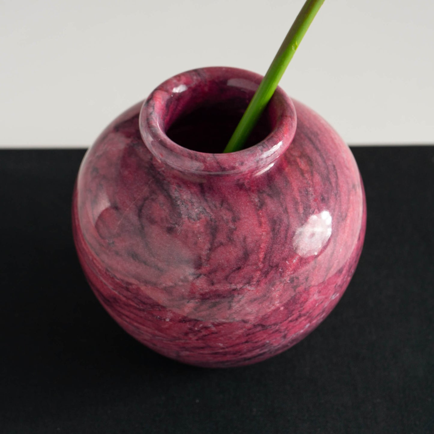 Vintage Pink Alabaster Stone Vase polished stone