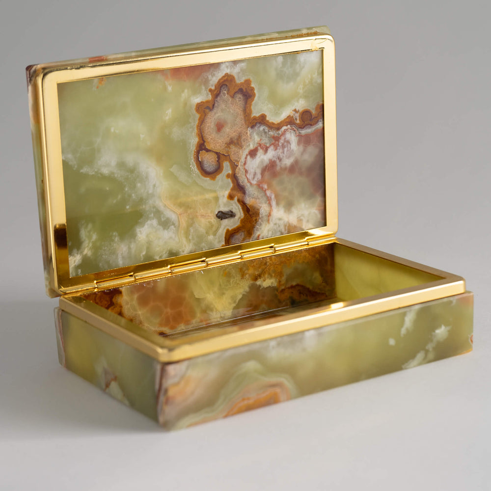 
                      
                        Vintage Green Italian Onyx Stone Jewelry Box
                      
                    