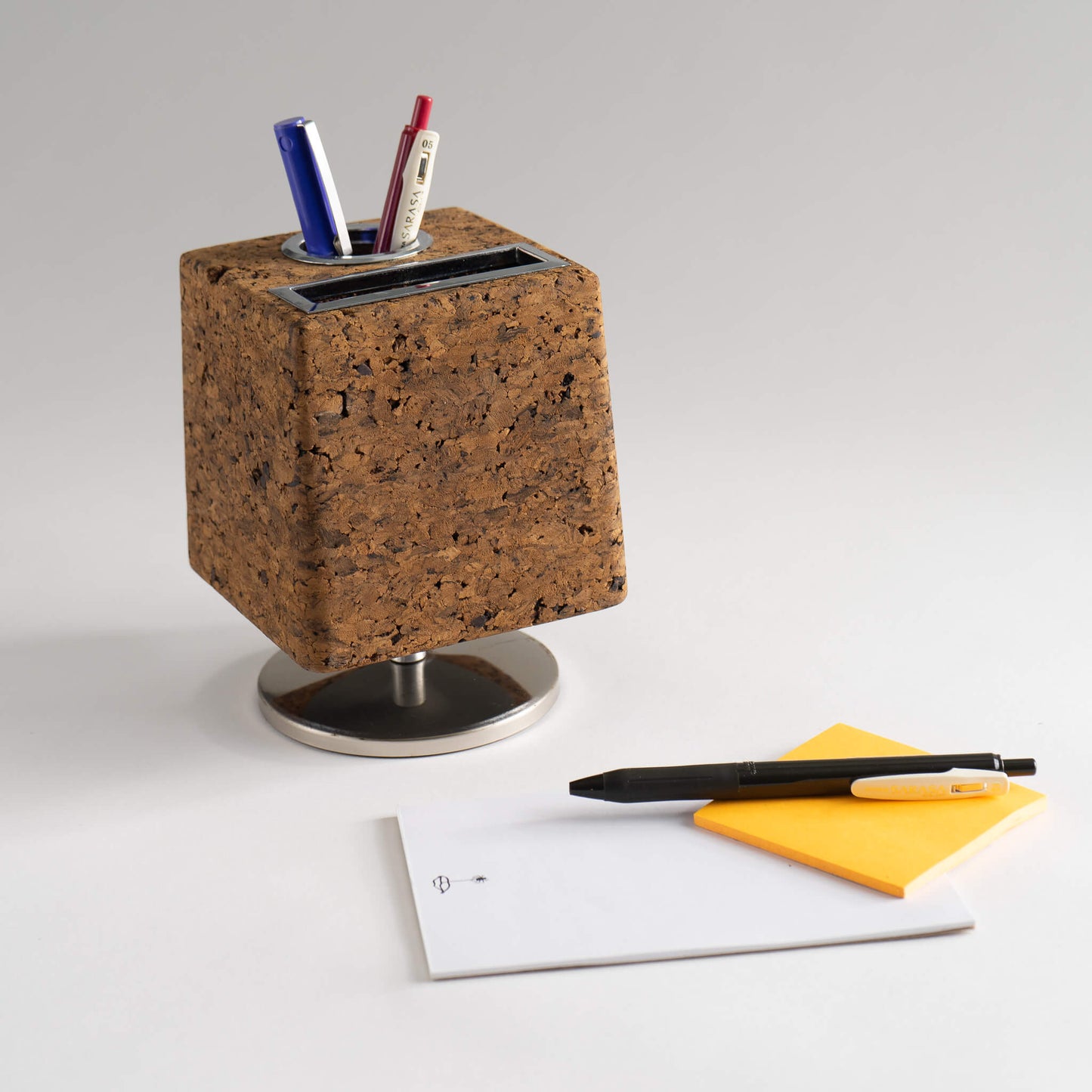 Vintage Park Sherman Rotating Cork and Chrome Pen Organizer - Desk Decor 
