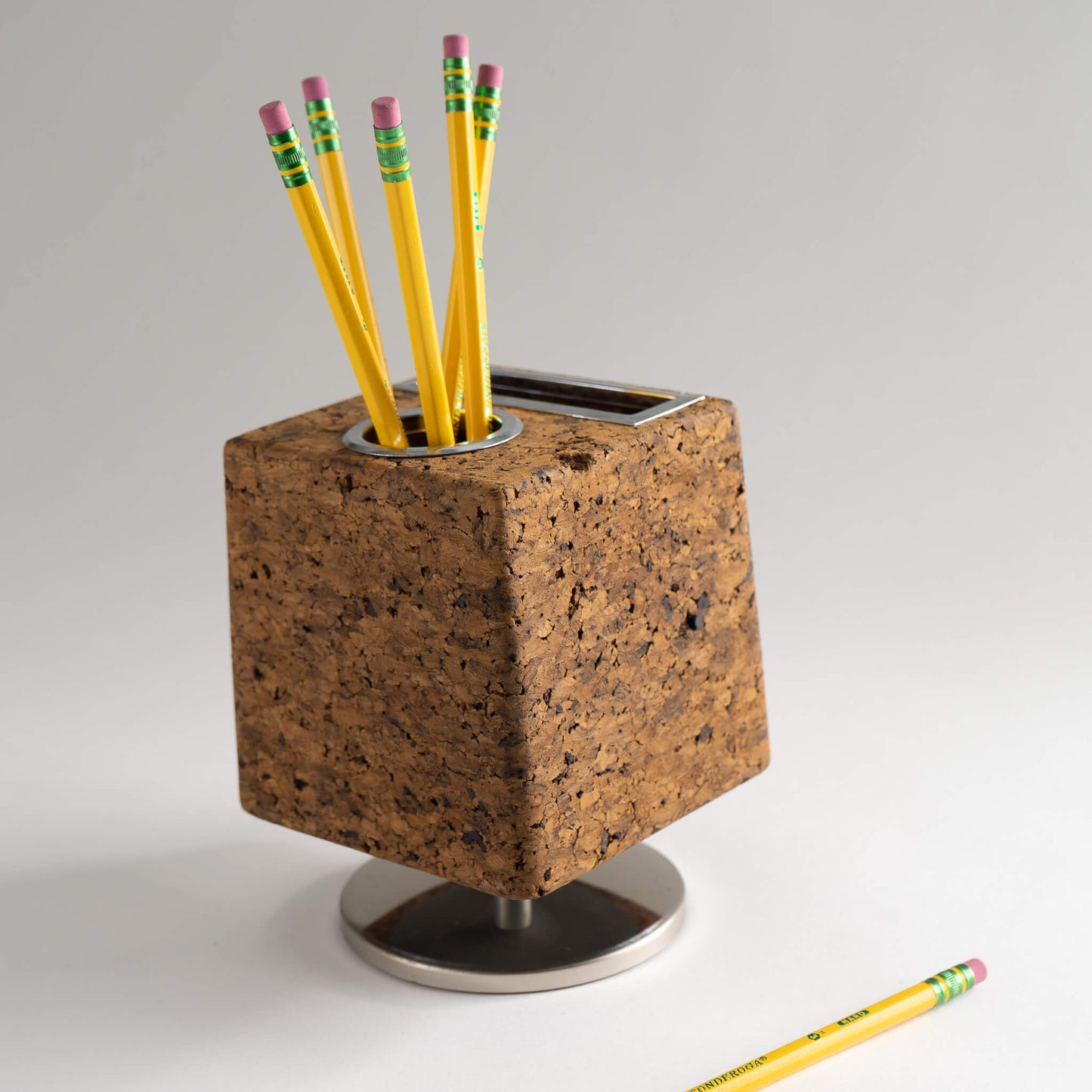 Vintage Park Sherman Rotating Cork and Chrome Pen Organizer - Desk Decor 