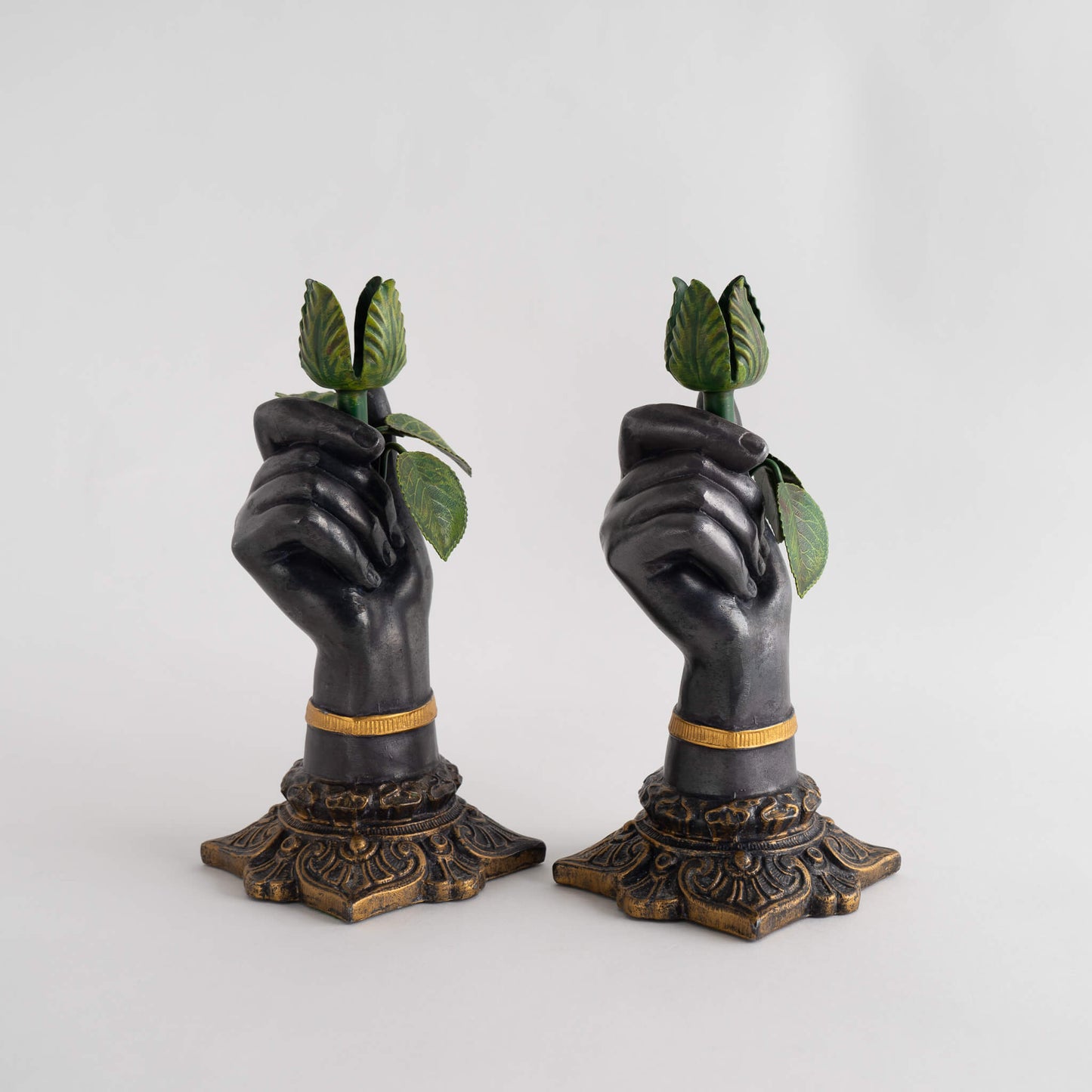 Vintage Petites Choses Iron Hand Candle Holder - A Pair