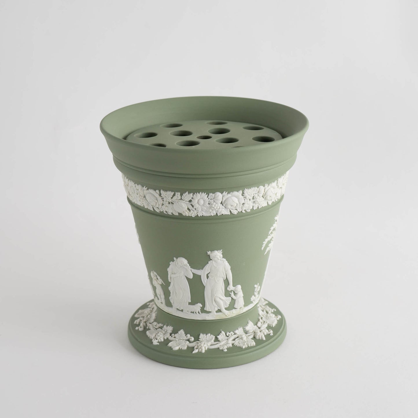 Classic Vintage Wedgwood Jasperware Vase in Sage Green