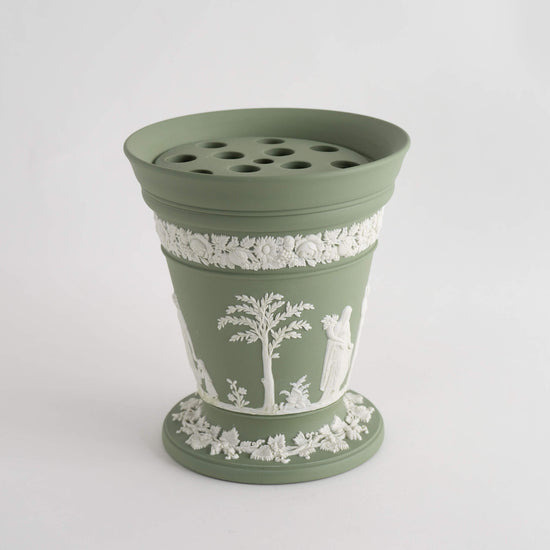 Classic Vintage Wedgwood Jasperware Vase in Sage Green